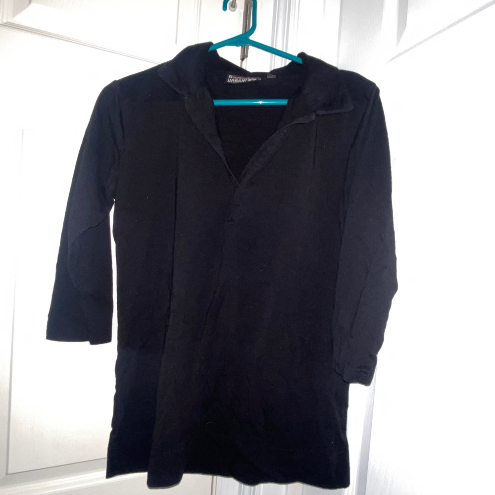 Black V-Neck collared shirt